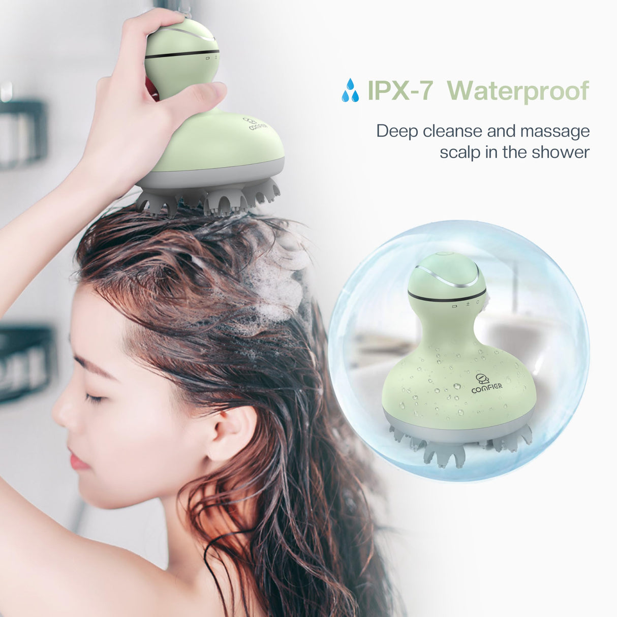 COMFIER Electric Cordless Hair Scalp Massager with Kneading 84 Massage Nodes, Handheld Portable Head Scratcher Massager for Hair Growth, Deep Clean and Stress Relax, Gifts for Men Dad