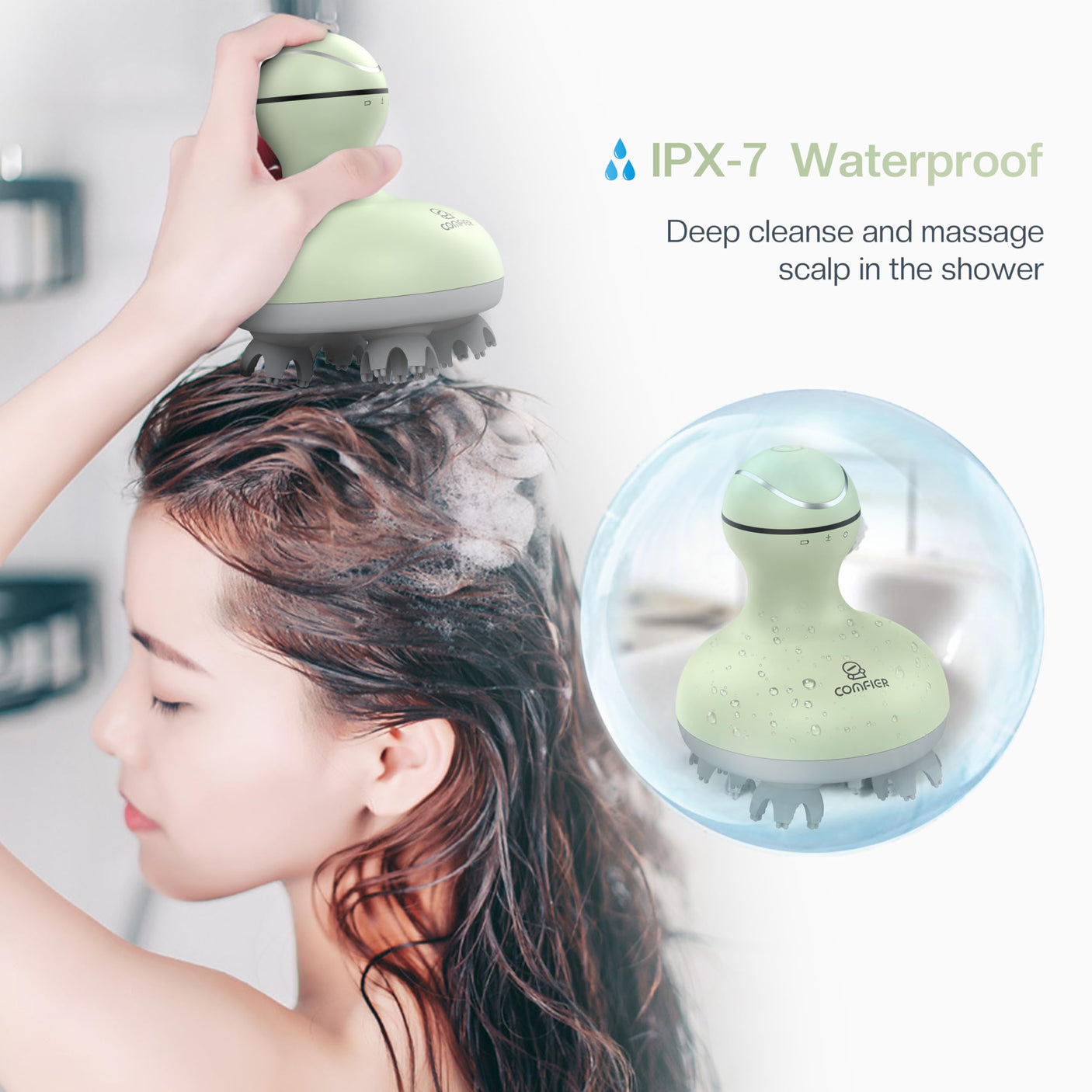 COMFIER Electric Cordless Hair Scalp Massager with Kneading 84 Massage Nodes, Handheld Portable Head Scratcher Massager for Hair Growth, Deep Clean and Stress Relax, Gifts for Men Dad