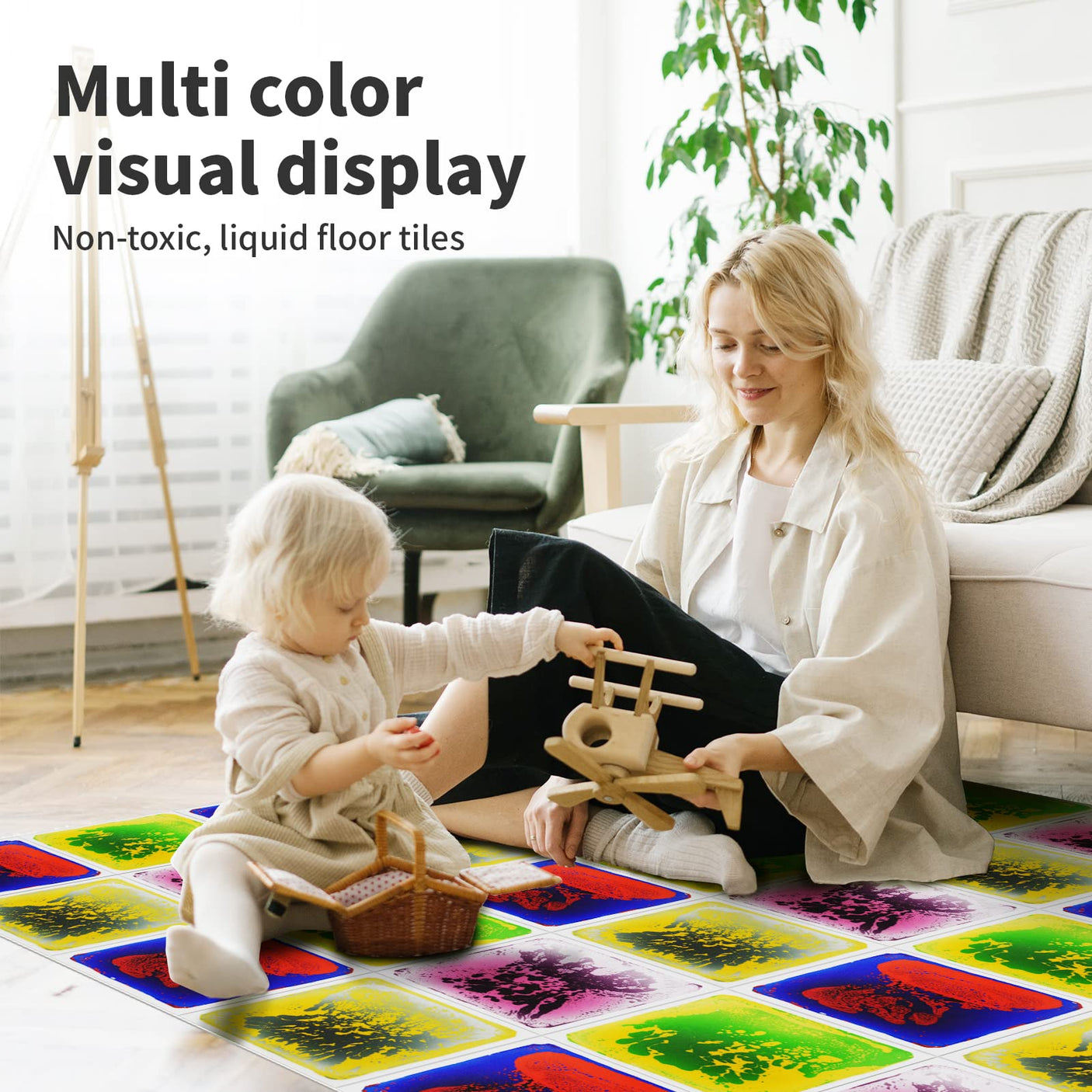 Art3d Liquid Fusion Activity Play Centers for Children, Toddler, Teens, 12" X 12" Pack of 9 Tiles