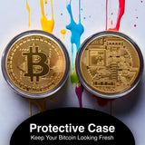 Collector's Edition Bitcoin Coin - Commemorative Cryptocurrency Collectible in Protective Acrylic Display Case - Perfect for Crypto Enthusiasts, Coin Collectors, and Gifts