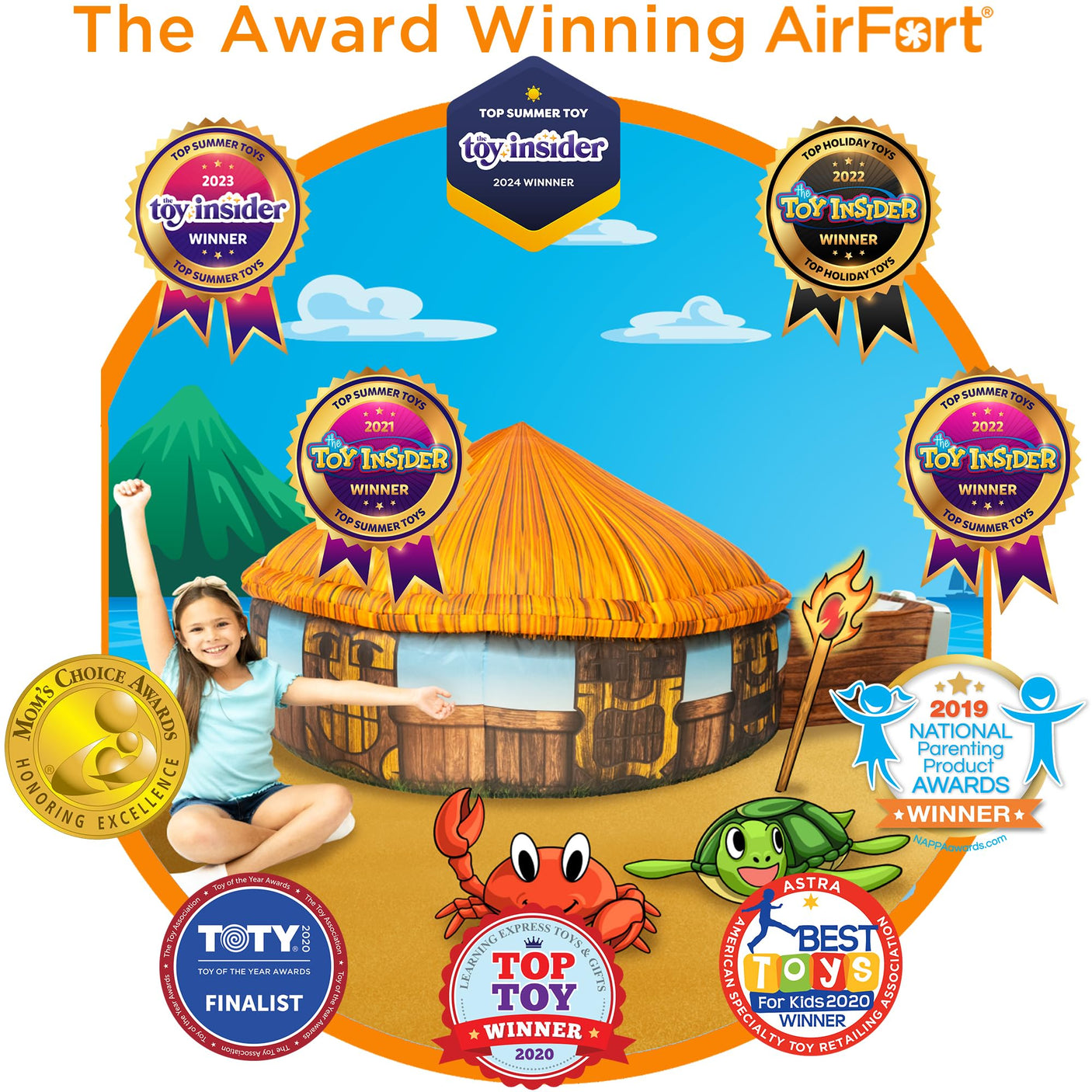The Original Patented AirFort - Build A Fort in 30 Seconds, Inflatable Fort for Kids, Play Tent for 3-14 Years, A Playhouse Where Imagination Runs Wild, Fan not Included (Starry Night)
