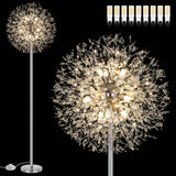 BesLowe 69'' Crystal Floor Lamp for Living Room, Modern Standing Lamp with 738PCS K9 Crystals, Tall Lamp Pole Light for Bedroom Office, Mid Century Gold Floor Lighting with 9 LED Bulbs, Antique Brass