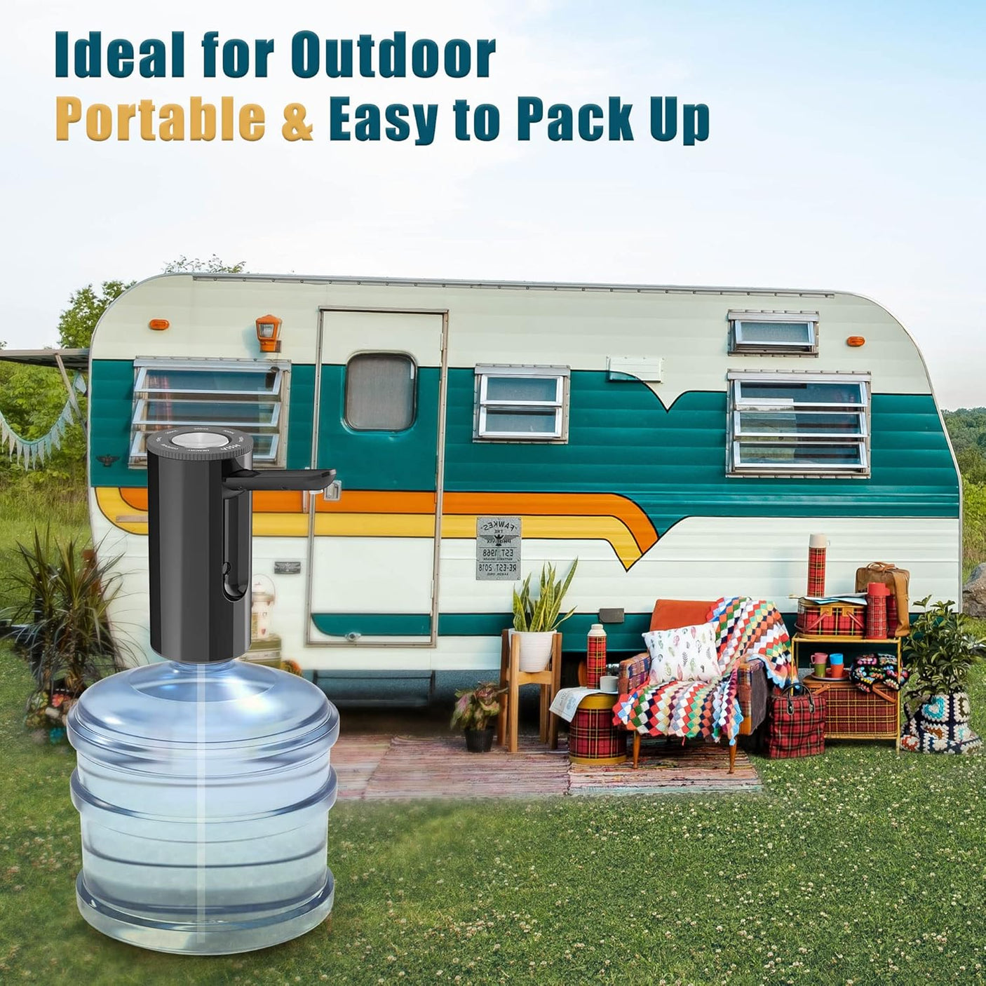 5-Gallon Water Bottle Pump Dispenser: YISH Electric Water Dispenser Pump for Bottled Water Foldable Drinking Water Pump USB-Charing Water Bottle Dispenser Automatic Water Gallon Pump