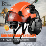 Industrial Safety Helmet with Visor Ear Muffs Hard Hat with Visor Vented Hardhats Construction Work Head Protection ANSI