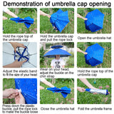 NEW-Vi Fishing Umbrella Hat Folding Adjustable Sun Rain Cap, 37.4”Oversize Hands Free Umbrellas, 7-Ribs Anti-UV Waterproof Headwear for Fishing Gardening Golf Sunshade Outdoor