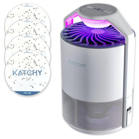Katchy Indoor Insect Trap - Catcher & Killer for Mosquitos, Gnats, Moths, Fruit Flies - Non-Zapper Traps for Inside Your Home - Catch Insects Indoors with Suction, Bug Light & Sticky Glue (Black)