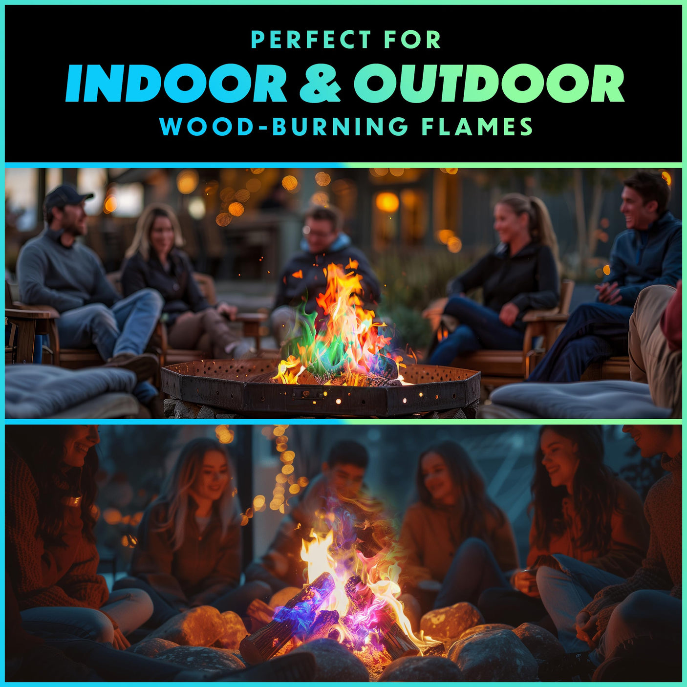 Magical Flames Fire Color Changing Packets for Fire Pit, Indoor/Outdoor Fireplace, Campfires, Bonfires - 25 Pack of Flame Color Changing Packets Camping Accessories