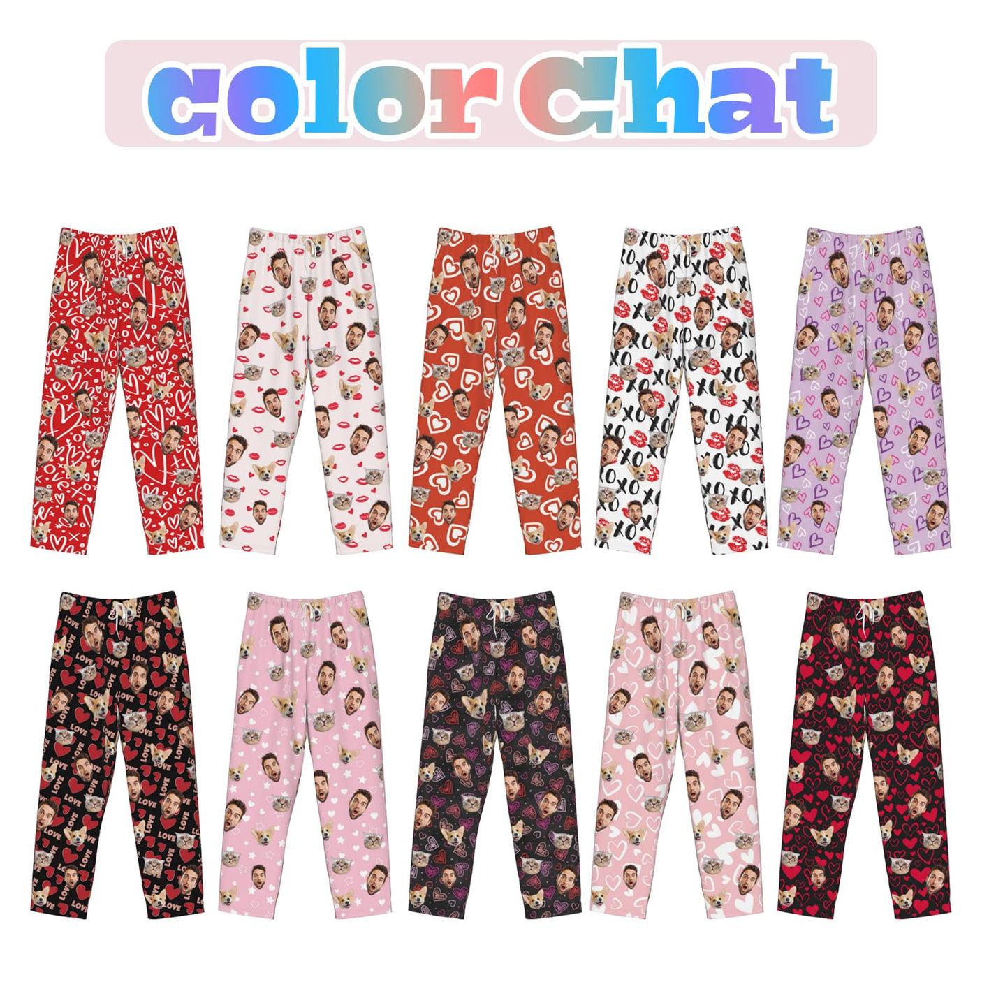 Custom Pajamas Pants Plaid Personalized Funny PJ Pant Design with Face Pajama for Men Women Dog Pet