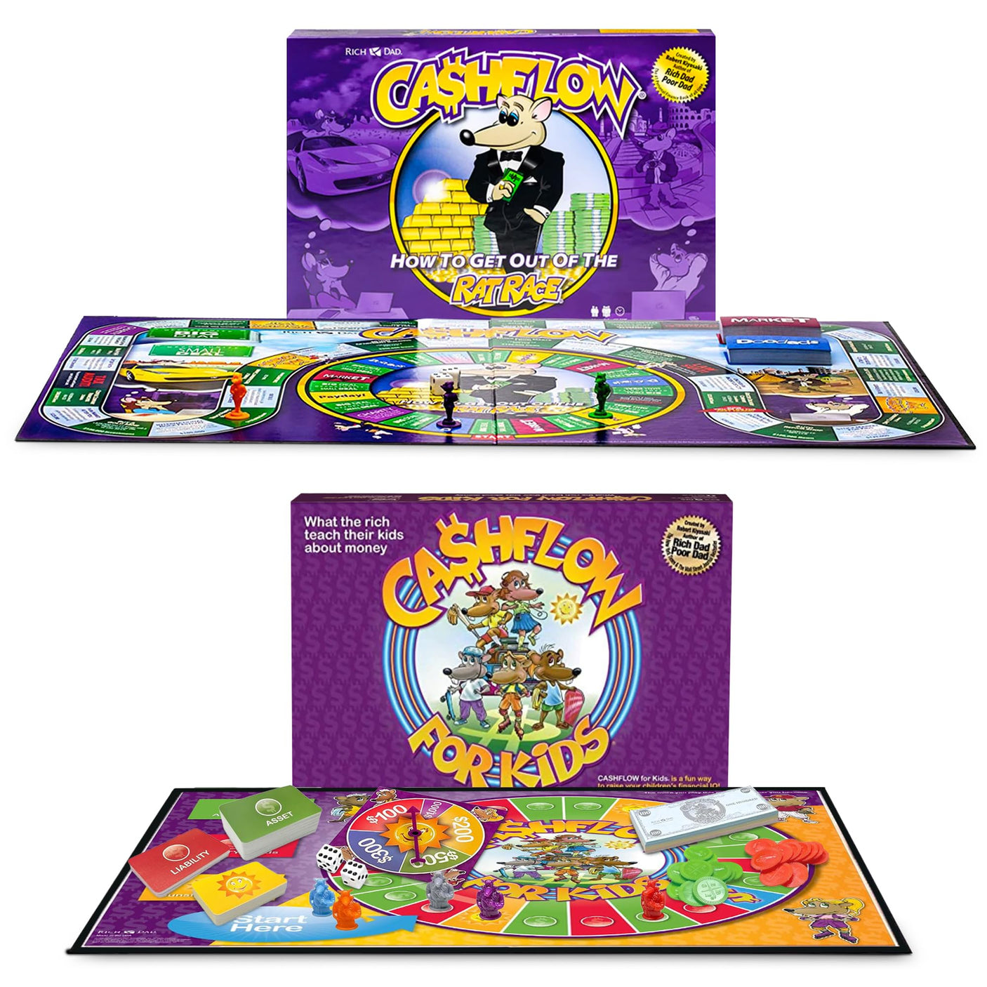 Rich Dad Cashflow Board Game for Kids, Children's Edition, Up to 6 Players, Ages 6+ - Fun and Educational Learning Games for Boys, Girls, and Family