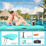 AWSUM Inflatable Floating Dock Air Dock Platform Floating Island Raft with None-Slip Surface for Pool Beach Ocean