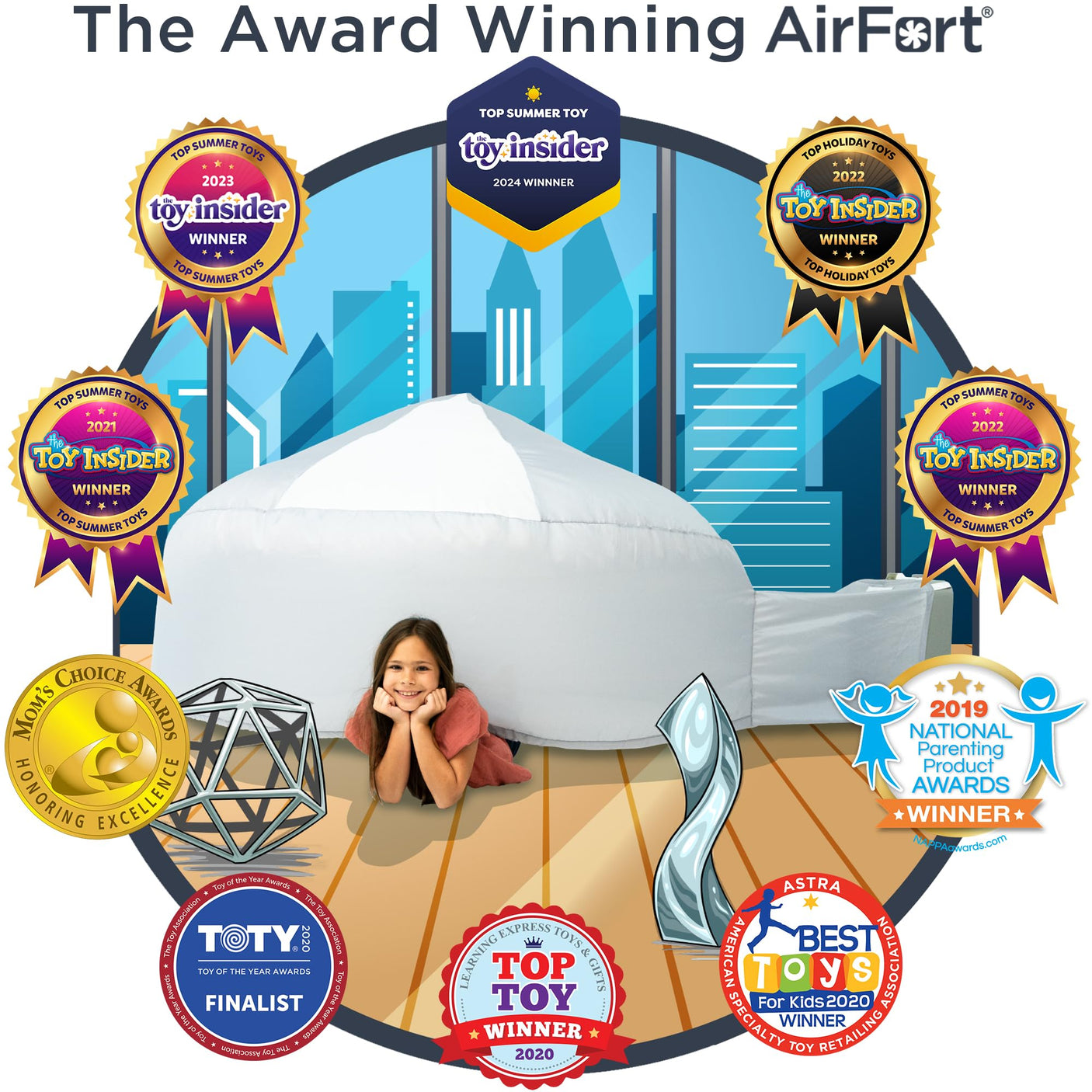 The Original Patented AirFort - Build A Fort in 30 Seconds, Inflatable Fort for Kids, Play Tent for 3-14 Years, A Playhouse Where Imagination Runs Wild, Fan not Included (Starry Night)