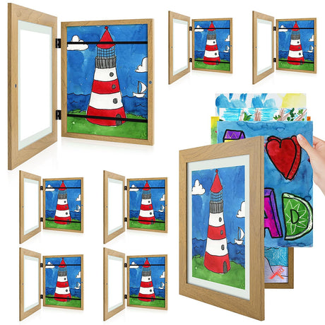 Golden State Art, 10x12.5 Kids Art Frames, Front-Opening Picture Frame Great for Kids Drawings, Artworks, Children Art Projects, Schoolwork, Home or Office (Walnut Set of 2)