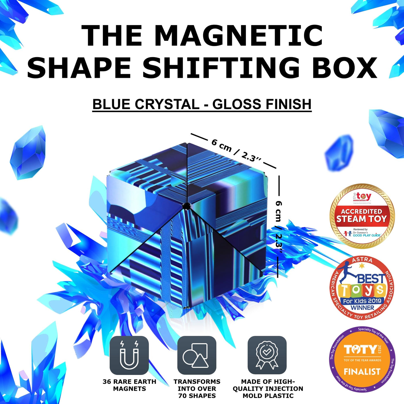 SHASHIBO Holographic Shape Shifting Box - STEM Magnetic Fidget Cube That Transforms Into Over 70 Shapes, Download Fun in Motion Toys Mobile App (Vapor)