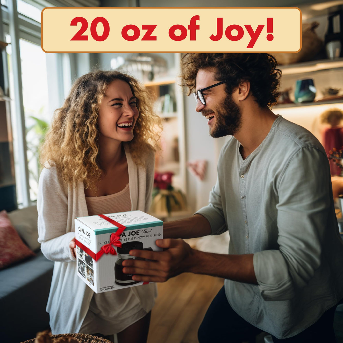 Cupa Joe Coffee Mug – 20oz Borosilicate Glass Diner Pot Mug with Spill-Proof Lid – Funny Novelty Gift for Coffee Lovers, Dads, Office, Travel & More