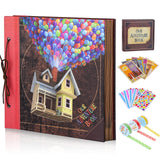 Scrapbook Photo Album,Our Adventure Book, Embossed Words Hard Cover Movie Up Travel Scrapbook for Anniversary, Wedding, Travelling, Baby Shower, etc (Adventure Book)