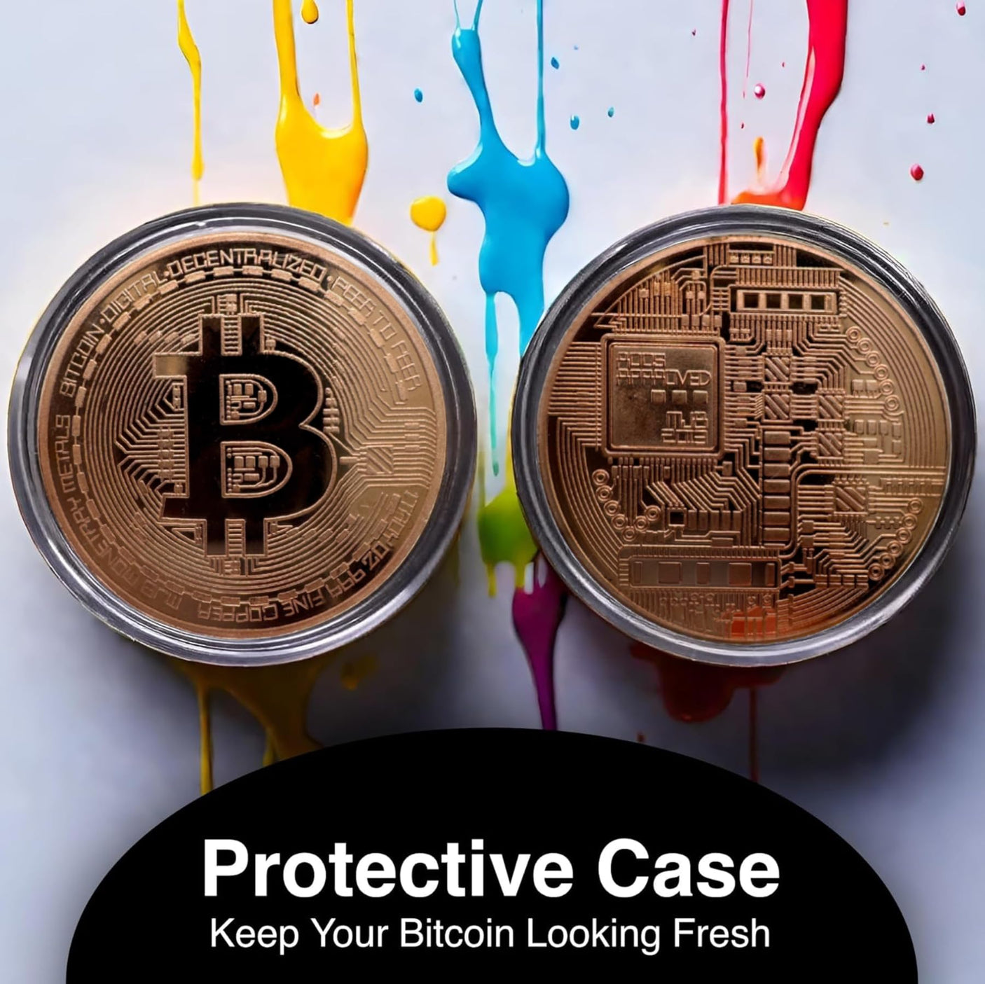 Collector's Edition Bitcoin Coin - Commemorative Cryptocurrency Collectible in Protective Acrylic Display Case - Perfect for Crypto Enthusiasts, Coin Collectors, and Gifts