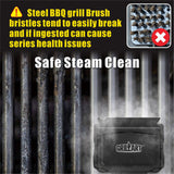 GRILLART Grill Brush Bristle Free. SteamWizards BBQ Replaceable Cleaning Head, Unique Seamless-Fit Scraper Tool for Cast Iron/Stainless-Steel Grates, Safe Barbecue Grill Cleaner-Red