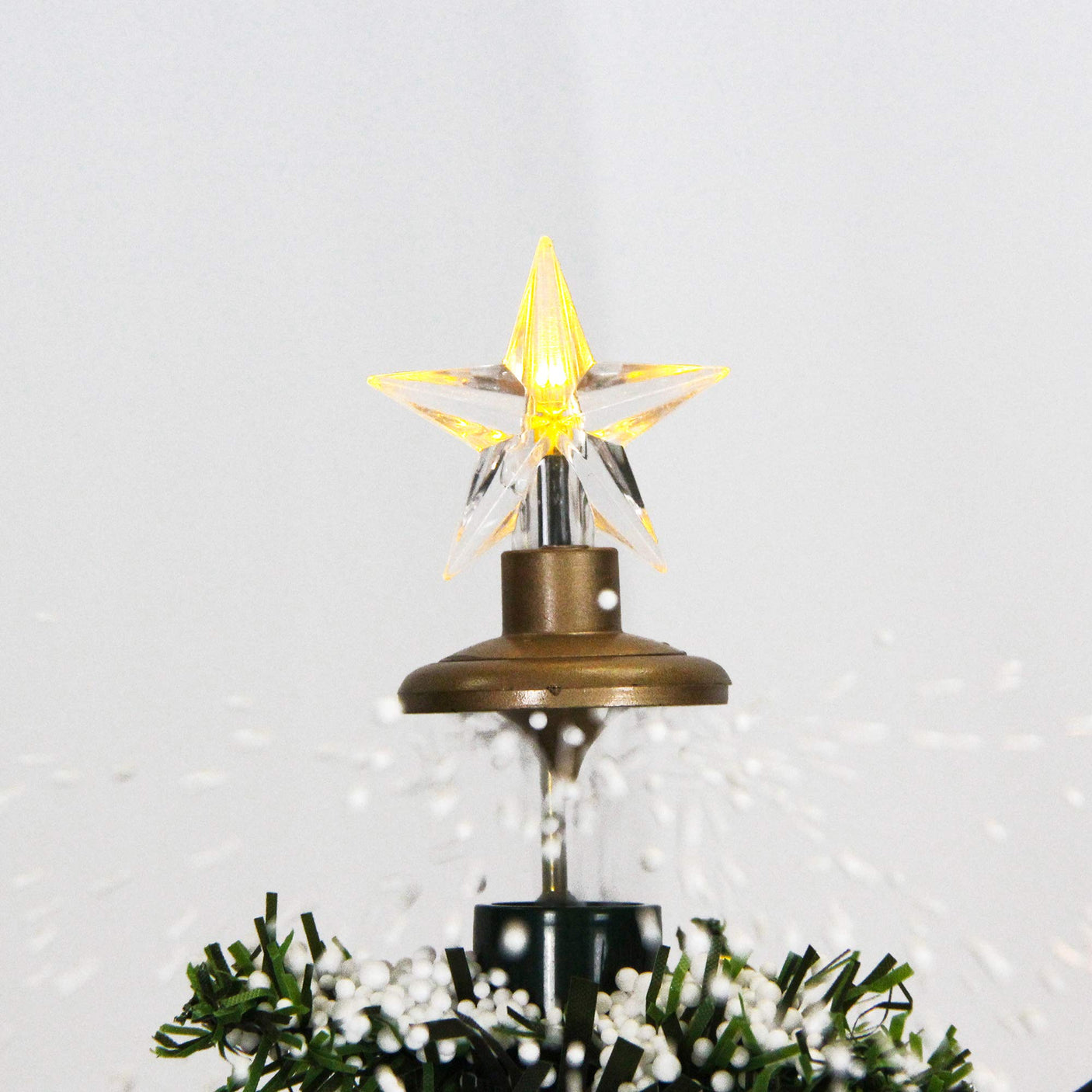 Fraser Hill Farm 29-in. Snowing Musical Christmas Tree with Warm White LED Lights, 25 Christmas Carols, Decorations, Star Topper, and Red Umbrella Base, Festive Xmas Decor for Foyer and Family Room
