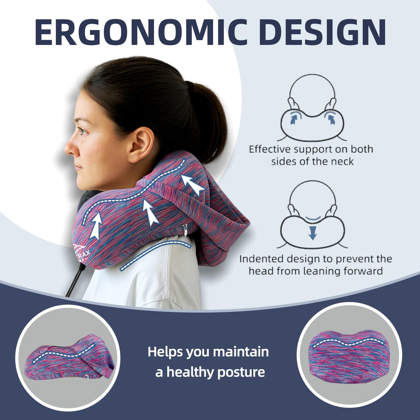 Travel Pillow with Extra Large Hood for Airplane Long Flights Privacy and Comfort Memory Foam with Velvet Cover for Road Trip Head&Neck Support for Plane Office Cars Sleeping & Rest (Pink)