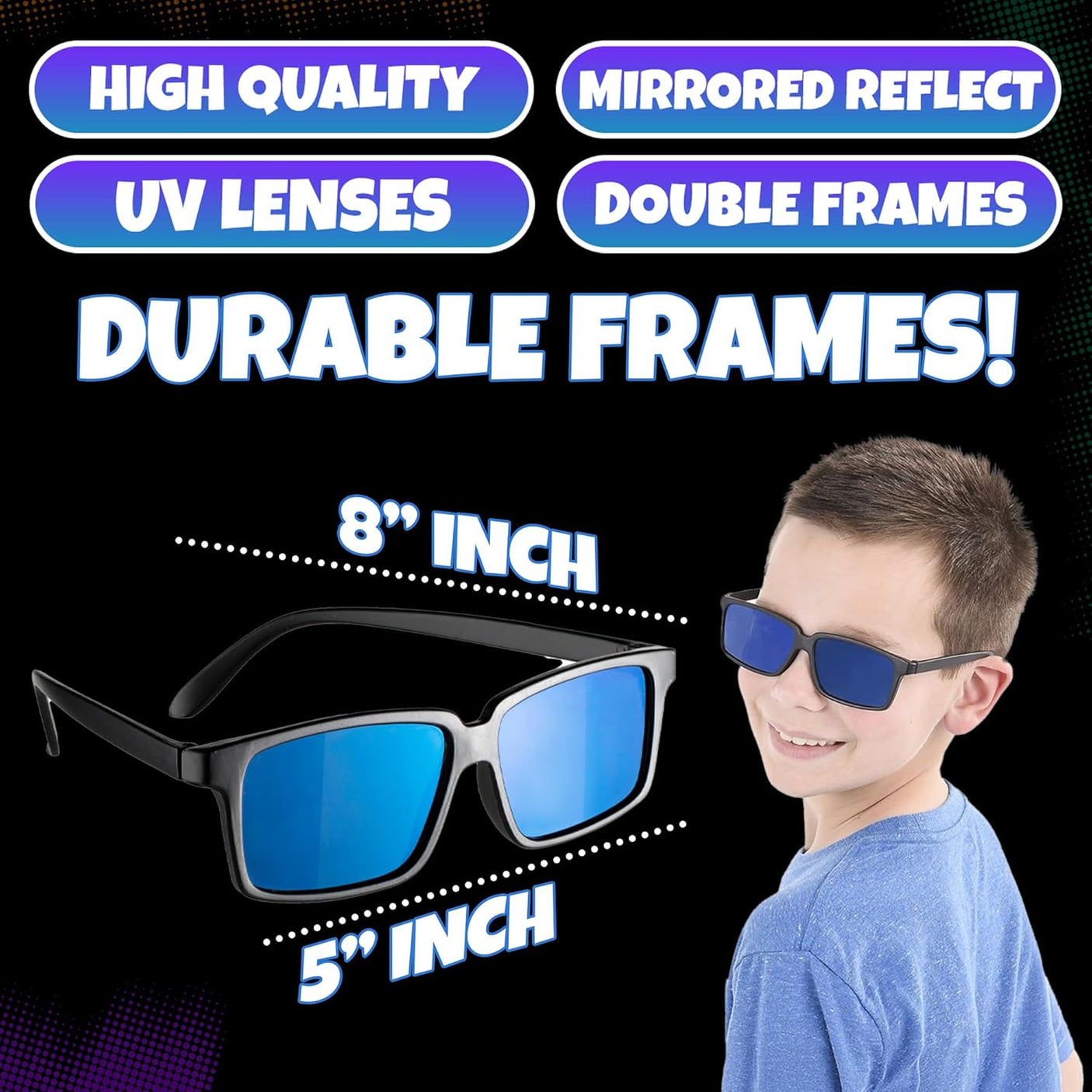 Spy Glasses for Kids in Bulk - (Pack of 3) Spy Sunglasses Rear View to See Behind You, for Fun Party Favors, Spy Gear Detective Gadgets Gift for Boys & Girls Great for Goodie Bags, Carnival Prizes