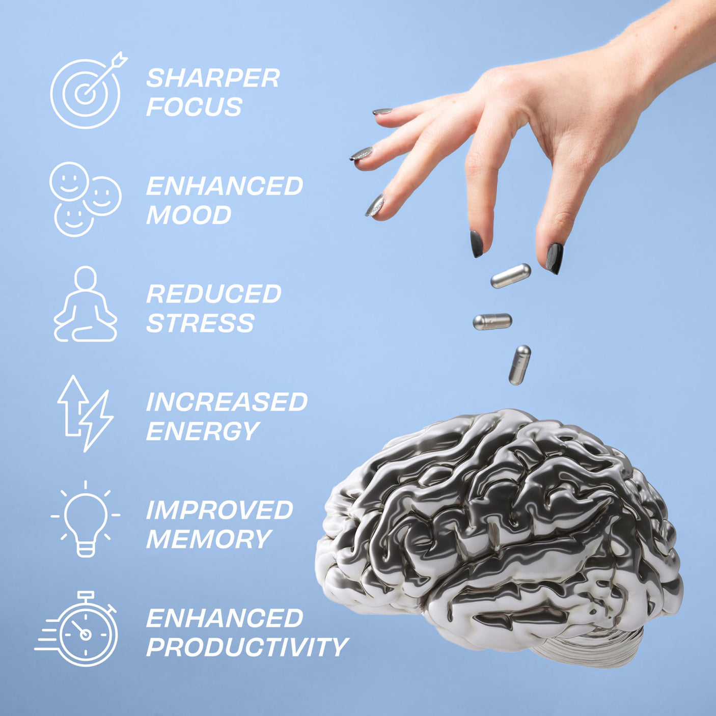 Magnetic Mind - Premium Cognitive Supplement for Ultra Focused Energy, Clarity, & Drive - Nootropic Designed for Long-Term Brain Health, Memory & Focus | 30 Day Supply - No Artificial Colors