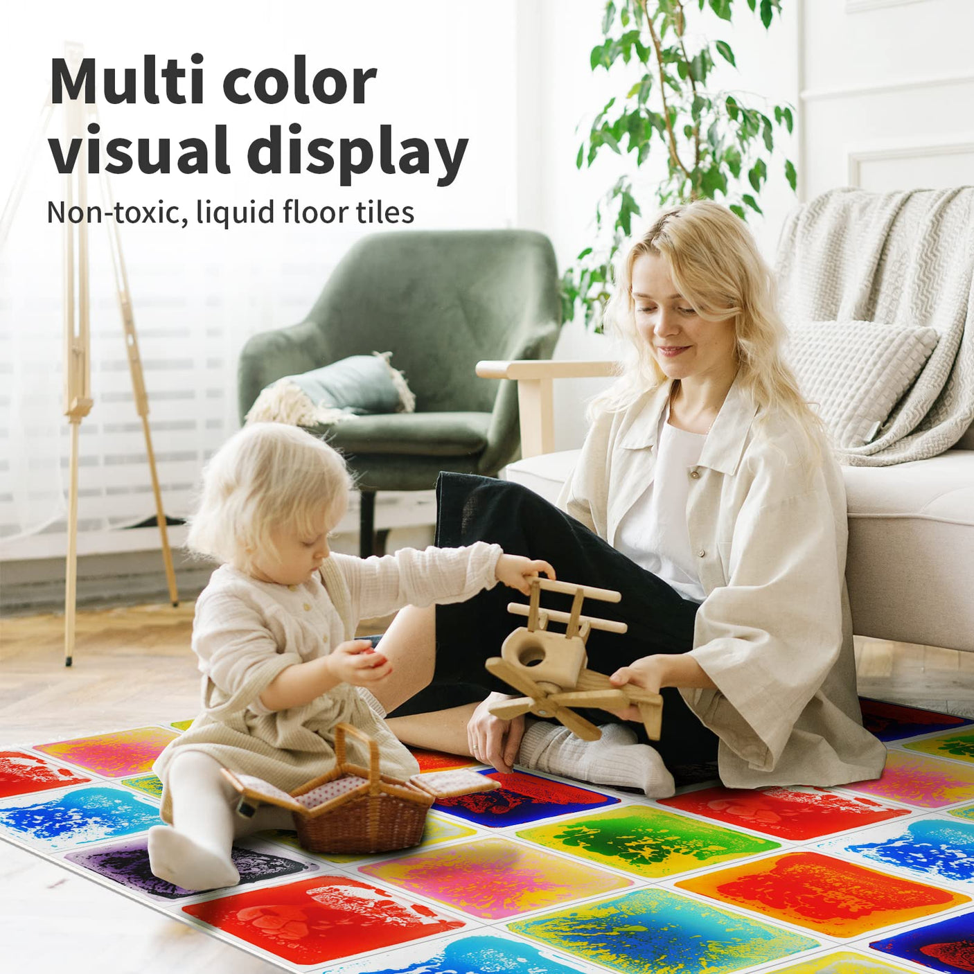 Art3d Liquid Fusion Activity Play Centers for Children, Toddler, Teens, 12" X 12" Pack of 9 Tiles