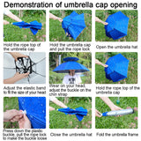 NEW-Vi Fishing Umbrella Hat Folding Adjustable Sun Rain Cap, 37.4”Oversize Hands Free Umbrellas, 7-Ribs Anti-UV Waterproof Headwear for Fishing Gardening Golf Sunshade Outdoor