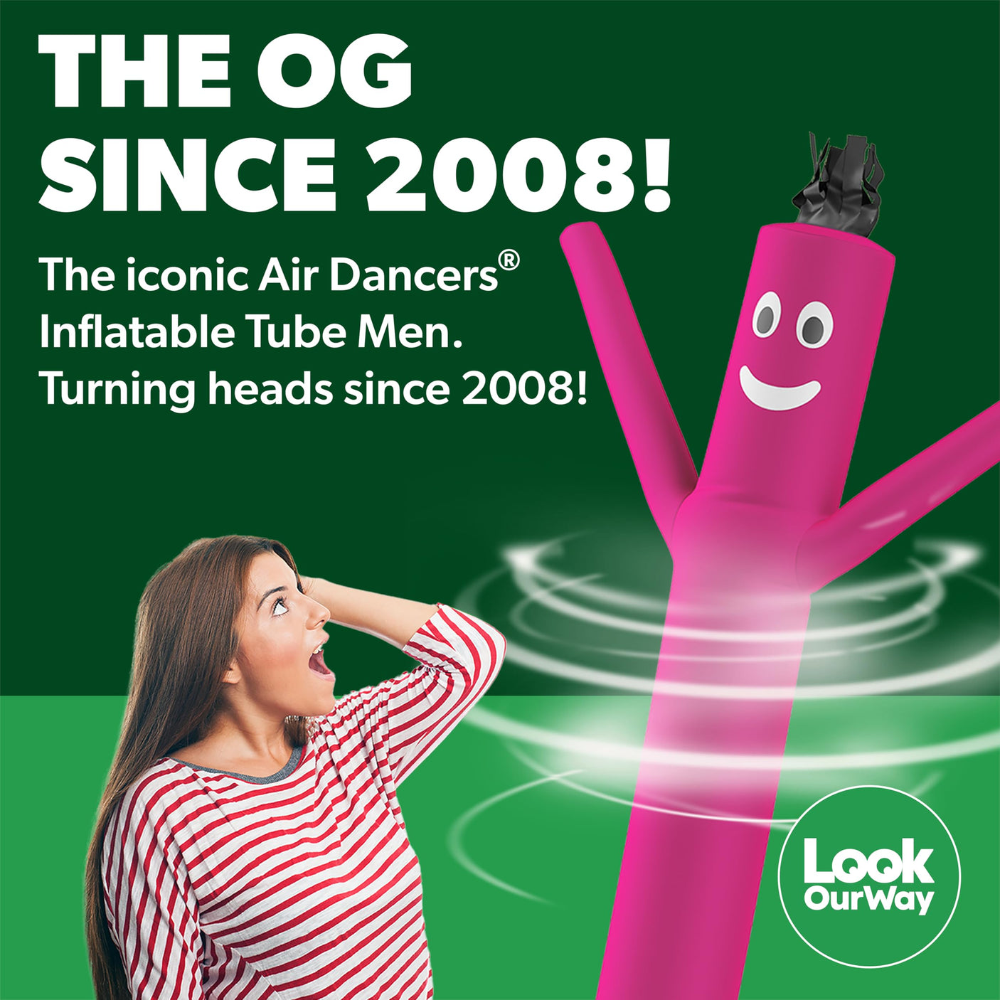 LookOurWay Air Dancers Wacky Waving Inflatable Tube Man Set - 10 Feet Tall Inflatable Dancing Man with Blower - Red