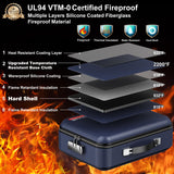 Fireproof Document Box, Hard Case Fireproof File Organizer with Lock Hard-Shell Design Fireproof Water Resistant Safe Box for Important Documents Certificates Laptop Passports Black