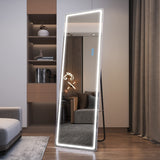 LVSOMT LED RGB Full Length Mirror, Full Body Mirror with Lights, Wall Mounted Lighted Mirror, Over The Door Hanging Mirror, 14 LED Light + Dimmable Brightness + Adjustable Speed, 47" x 16"