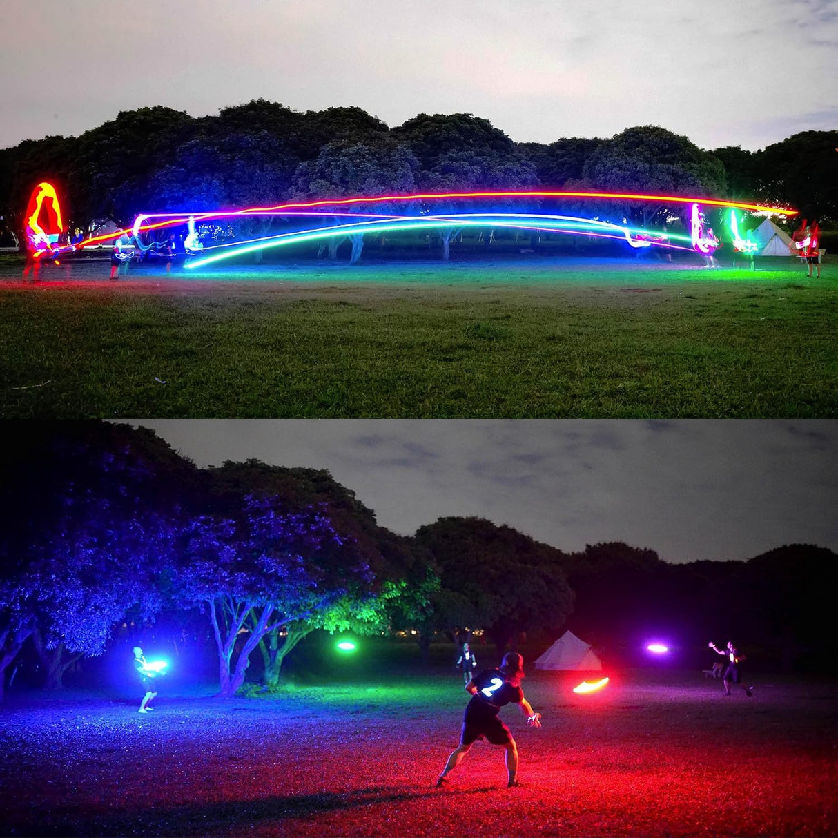 TOSY Flying Disc - 16 Million Color RGB or 36 LEDs, Extremely Bright, Smart Modes, Auto Light Up, Rechargeable, Cool Valentine, Easter, Birthday & Camping Gift for Men/Boys/Teens/Kids, 175g Frisbee