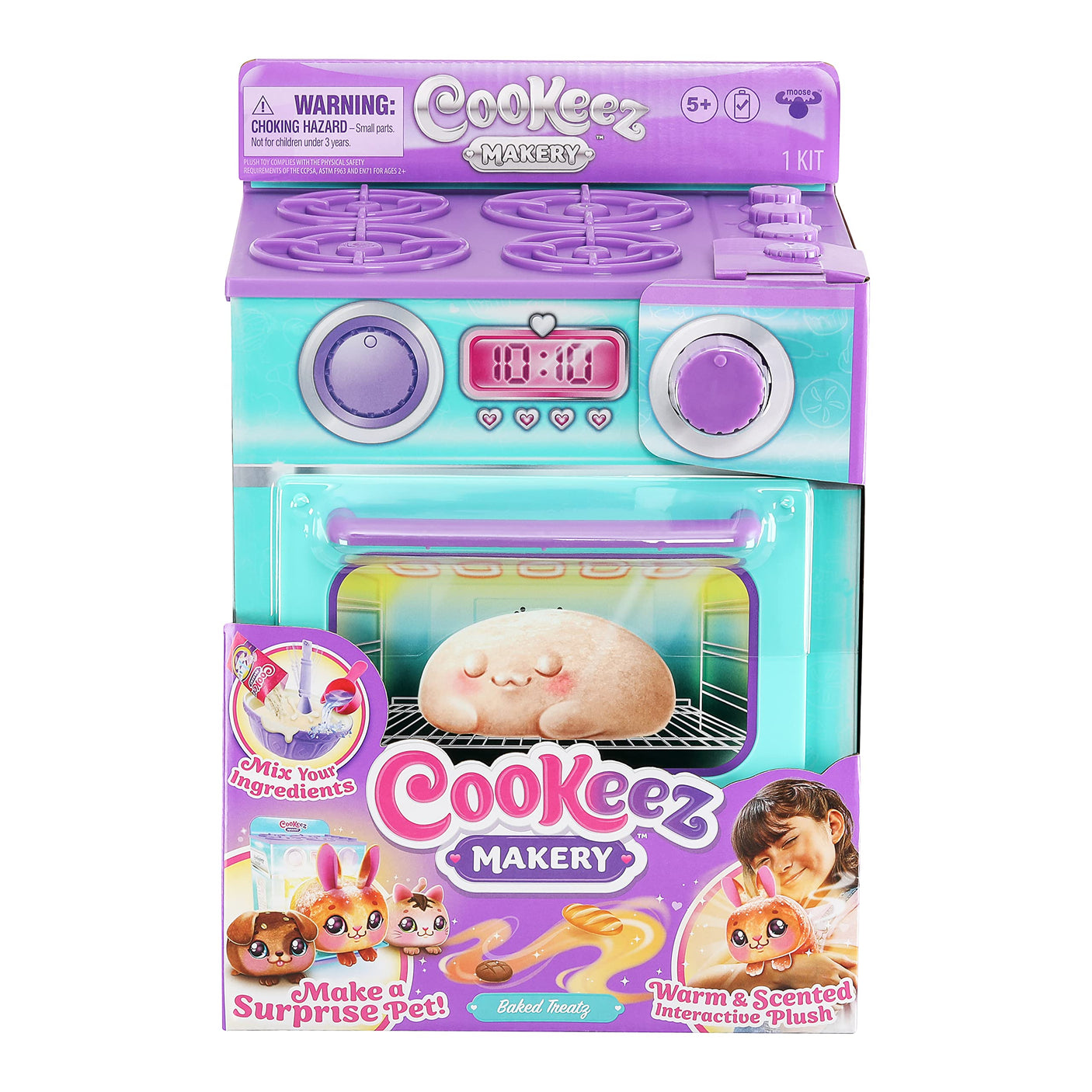 Baked Treatz Oven Playset – Interactive Bake & Reveal Toy Oven with Mystery Warm Scented Plush (Barky Bun, Ciacatta Bake, or Wheatney Bunny), Mixing Tools, Dough, & Accessories, 5+