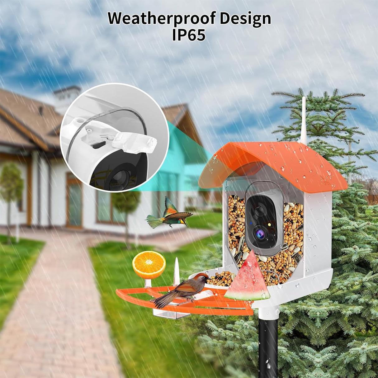 Bird Feeder with Camera,AI Identify Birds Species,Smart Birds Camera with Solar Powered,Auto Record 2K Birds Video in Backyard,Instant Notifications,Ideal Gifts for Family and Bird Lovers,Navy Blue