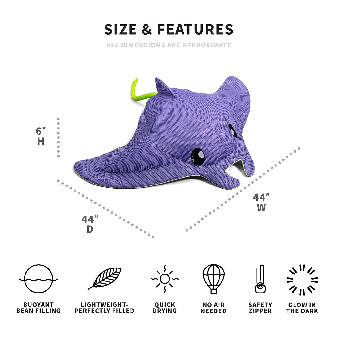Big Joe Pool Petz Animal Pool Toy Float, Quick Draining Fabric