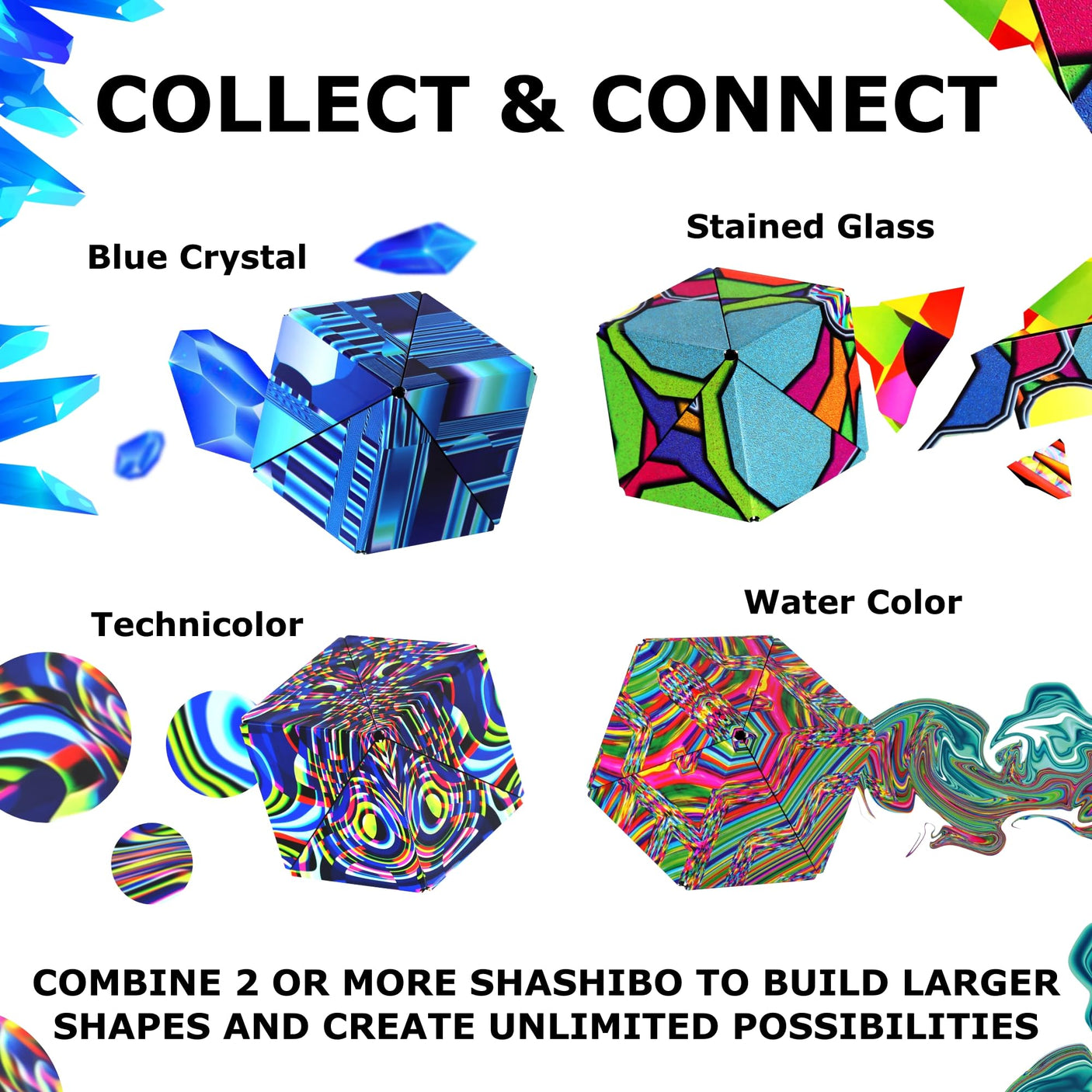 SHASHIBO Holographic Shape Shifting Box - STEM Magnetic Fidget Cube That Transforms Into Over 70 Shapes, Download Fun in Motion Toys Mobile App (Vapor)