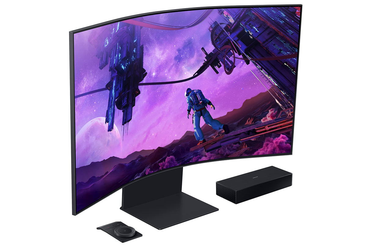 SAMSUNG 55" Odyssey Ark 2nd Gen 4K UHD 1000R Curved Gaming Monitor, 165Hz, 1ms, 4 Input Multi View, Quantum Mini-LED, AMD FreeSync Premium Pro, HDR 10+, Height Adjustable Screen, LS55CG970NNXGO, 2023
