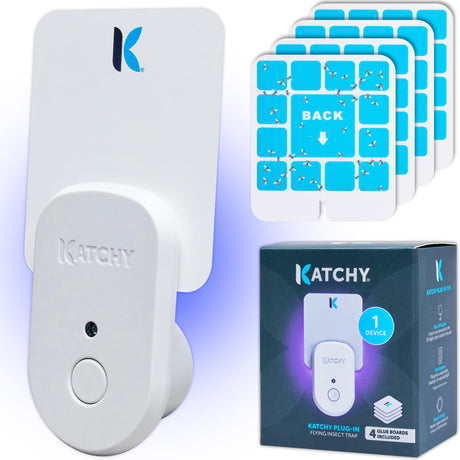 Katchy Indoor Insect Trap - Catcher & Killer for Mosquitos, Gnats, Moths, Fruit Flies - Non-Zapper Traps for Inside Your Home - Catch Insects Indoors with Suction, Bug Light & Sticky Glue (Black)