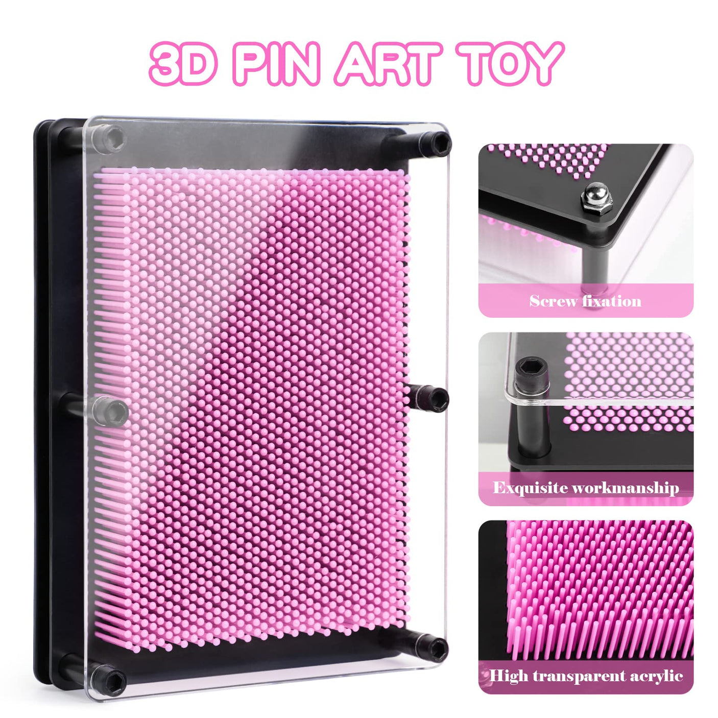 3D Pin Art Sensory Toys for Kids 5-7, Pin Art Board Impression Sensory Toys for Kids with Autism, Autism Gifts for Autistic Children Age 3, 4, 5, 6, 7, 8, 9, 10+ Years Old Boys Girls
