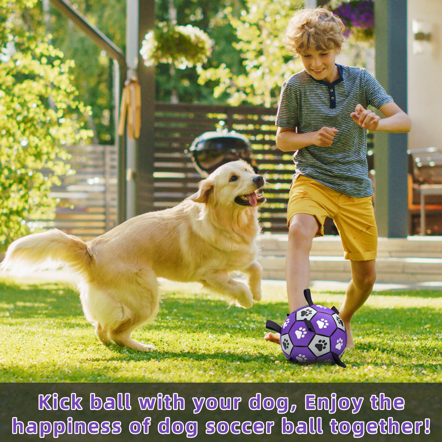 QDAN Premium Dog Toys Balls, Dog Soccer Ball with Straps, Dog Birthday Gifts, Herding Ball, Durable Balls for Small Medium Pet, Puppy Outdoor Toy, Pet Training Soccer Ball, World Cup Soccer (6 Inch)
