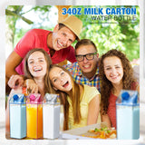 Remerry 3 Pcs Milk Carton Water Bottle Square Plastic Coffee Portable Reusable Milk Carton Cup Leakproof Juice Bottle