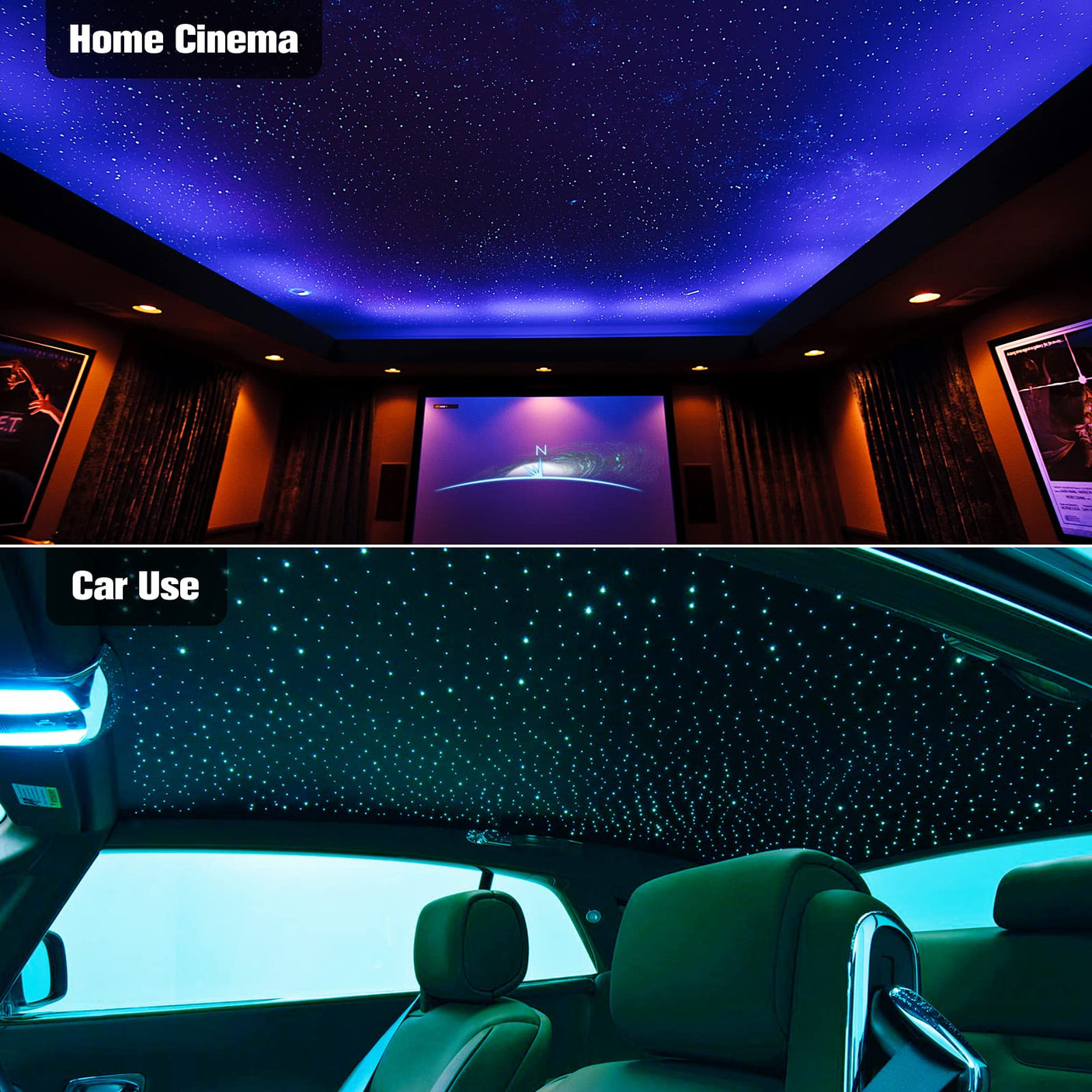 CHINLY Two-Color 1000pcs Twinkle Starlight Headliner Kit 1000 Piece Star Lights for Car,13.1ft Car Star Lights,APP RGBW Fiber Optic Lights Starlights Headliner Kit for Home Theater