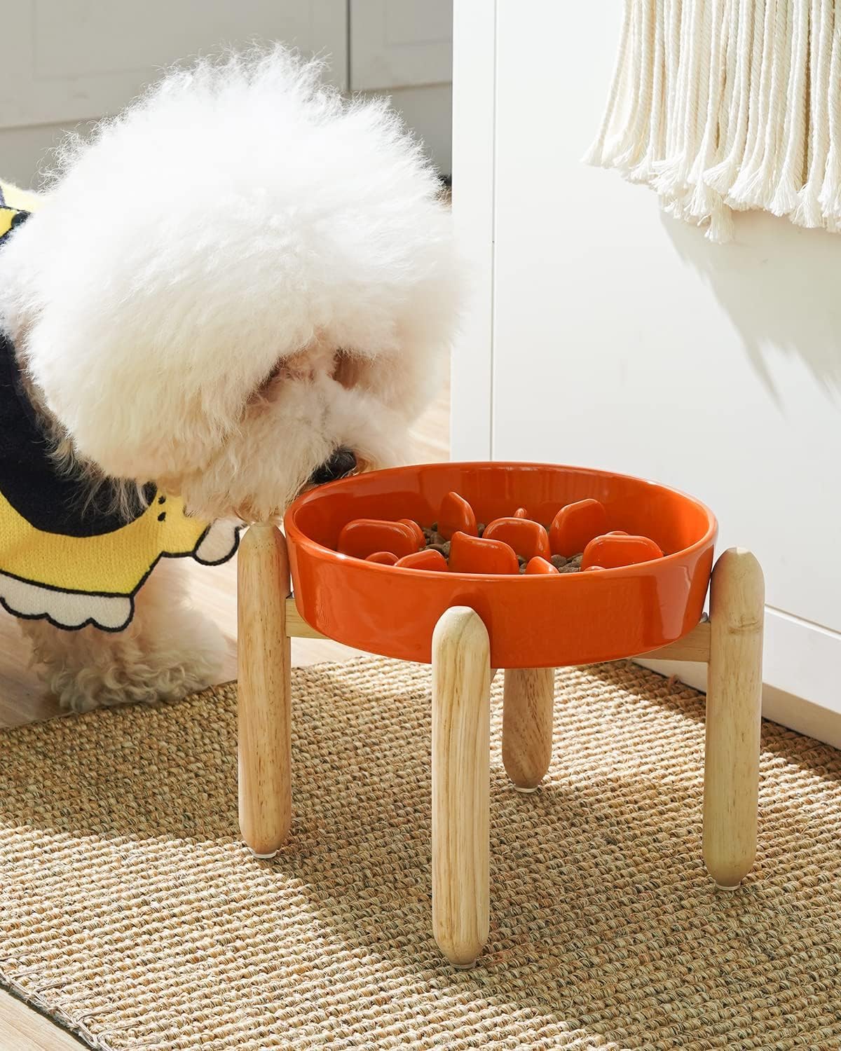 LE TAUCI Dog Bowls Slow Feeder Ceramic, 1.5 Cups Slow Feeding Dog Bowl Small Medium Breed, Puppy Slow Feeder Bowl for Fast Eater, Dog Dishes to Slow Down Eating, Puzzle Dog Food Bowl, Maze Purple