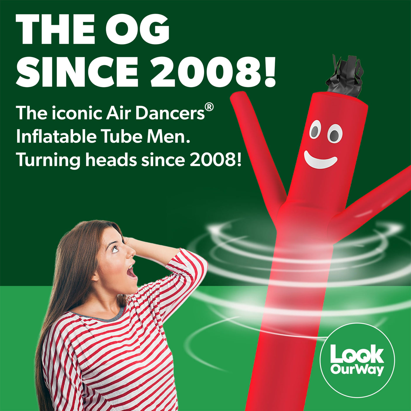 LookOurWay Air Dancers Wacky Waving Inflatable Tube Man Set - 10 Feet Tall Inflatable Dancing Man with Blower - Red
