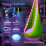 Light Up Kids Pod Swing Seat, Upgraded Kids Hanging Hammock Swing with LED Lights, Cotton Sensory Pod Swing Chair with Inflatable Pillow, Pod Swing for Kids Indoor & Outdoor (1 PCS) (Blue)