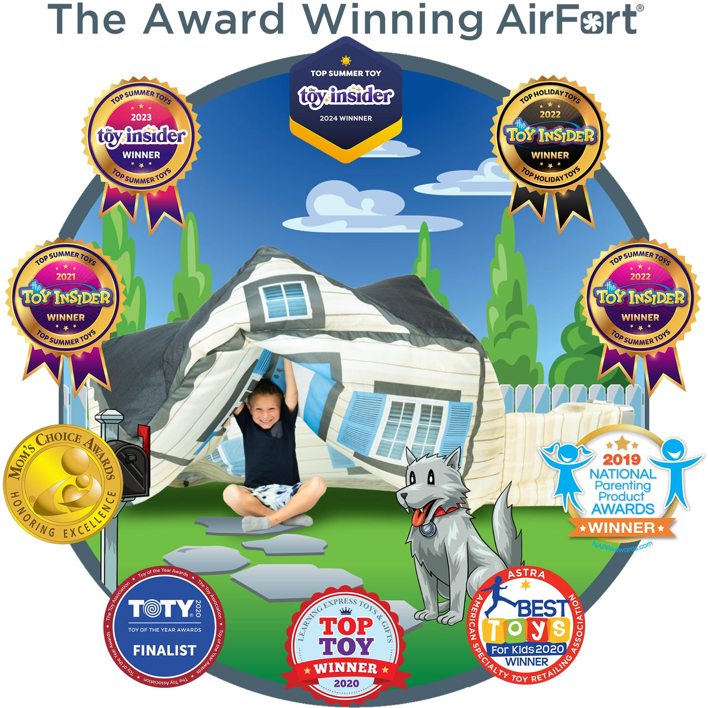 The Original Patented AirFort - Build A Fort in 30 Seconds, Inflatable Fort for Kids, Play Tent for 3-14 Years, A Playhouse Where Imagination Runs Wild, Fan not Included (Starry Night)