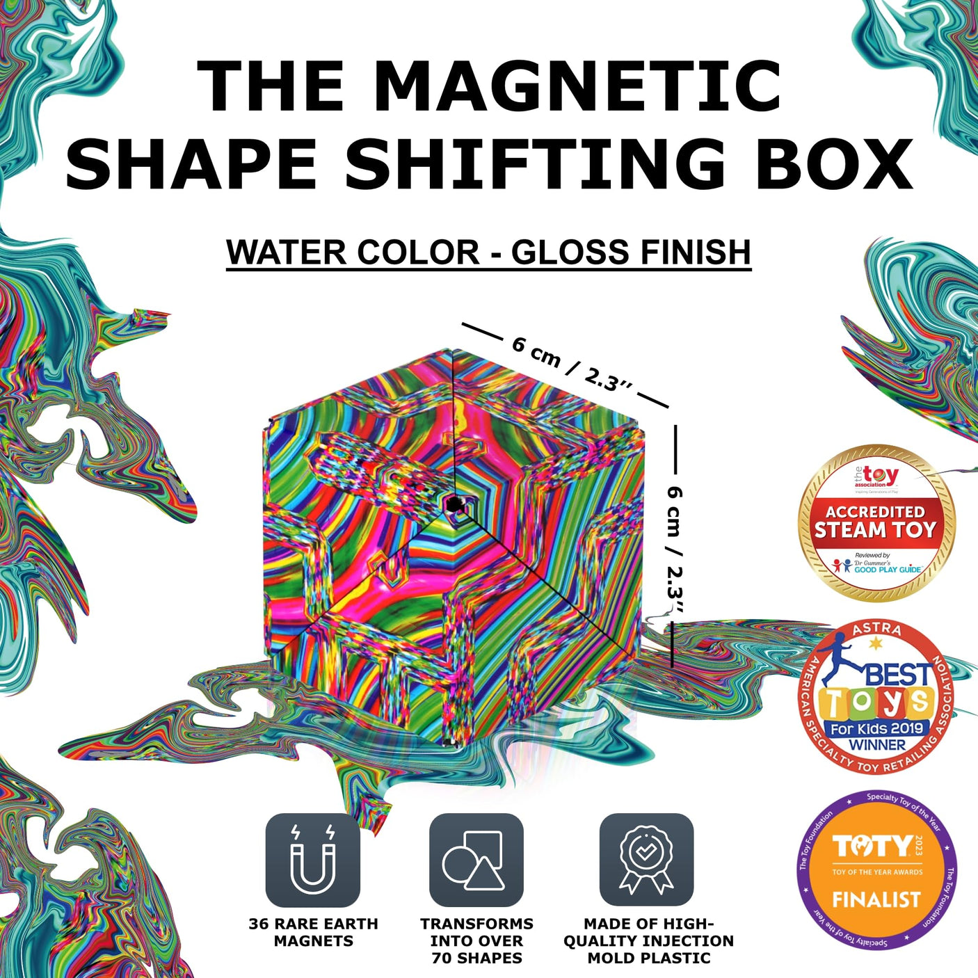 SHASHIBO Holographic Shape Shifting Box - STEM Magnetic Fidget Cube That Transforms Into Over 70 Shapes, Download Fun in Motion Toys Mobile App (Vapor)