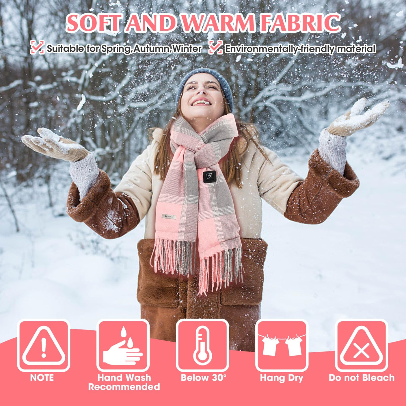 Heated Scarf for Women Rechargeable Neck Warmer, Scarves for Men Winter Warm Intelligent Electric Heating Scarf…