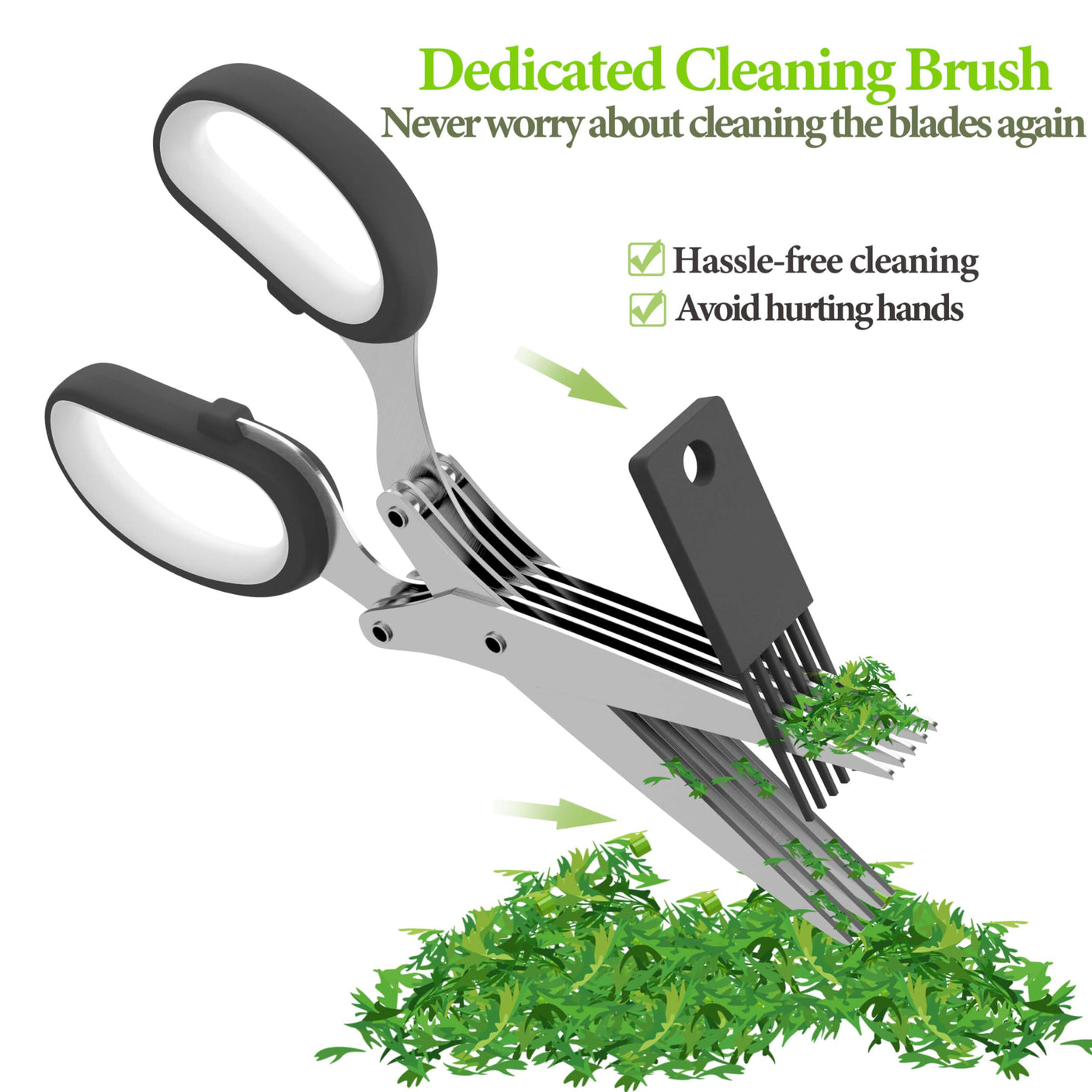 2025 Upgraded Herb Scissors, Effortless Herb Shears Cutter Tool with Sharp Stainless Steel Blades for Fresh Herbs, Must-Have Kitchen & Cooking Gadget, Green