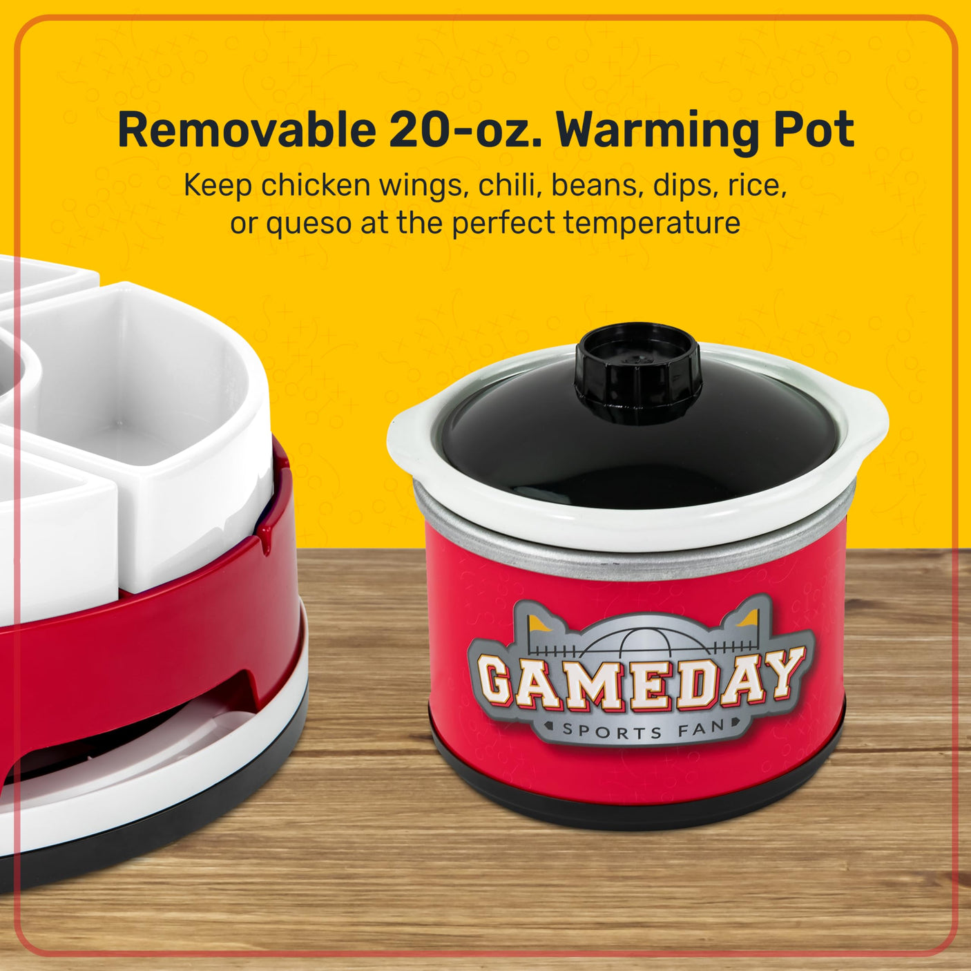 Nostalgia Taco Tuesday Heated Lazy Susan Taco Bar Serving Set for a Party with 4 Tortilla Holders, Fondue Pot for Burritos, Nachos, and Fajitas - 20 Oz. - Red