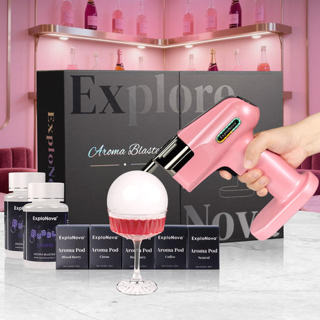 Cocktail Bubble Smoke Gun with 5 Flavour Aroma Pods and Edible Bubbles, Electric Bubble Smoke Machine, Food Drink Decor Perfect for Bar, Party and Home, Gift for Engagement & Birthday